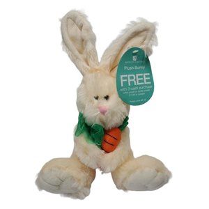 10" American Greetings Plush Easter Bunny Rabbit W/ Bow & Carrot Posable Ears
